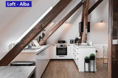 Küche/Küchenzeile in der Unterkunft Design-Loft und Apartments