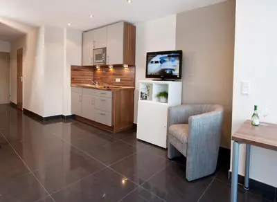 Küche/Küchenzeile in der Unterkunft Appartements am Kleeblatt