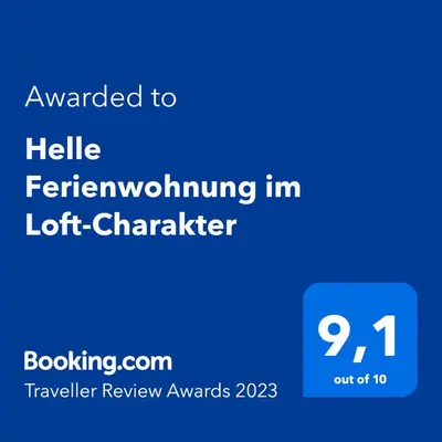 Ein Zertifikat, Auszeichnung, Logo oder anderes Dokument, das in der Unterkunft Helle Ferienwohnung im Loft-Charakter ausgestellt ist