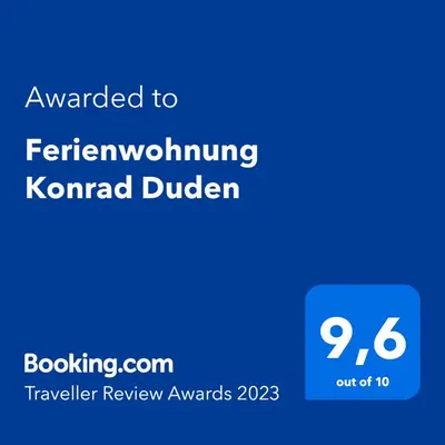 Ein Zertifikat, Auszeichnung, Logo oder anderes Dokument, das in der Unterkunft Ferienwohnung Konrad Duden ausgestellt ist