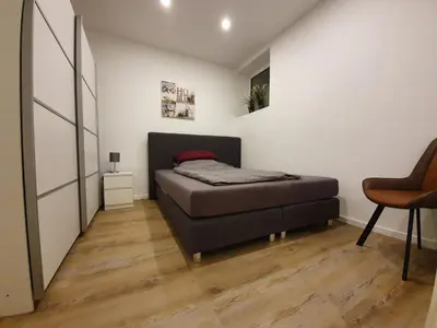 Ein Sitzbereich in der Unterkunft 1 Zimmer Apartment Ratingen Ost