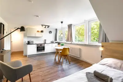 Küche/Küchenzeile in der Unterkunft Glück Auf Appartements Am Stadtpark Duisburg