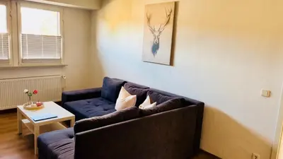 Ein Sitzbereich in der Unterkunft Ferienwohnung Götel