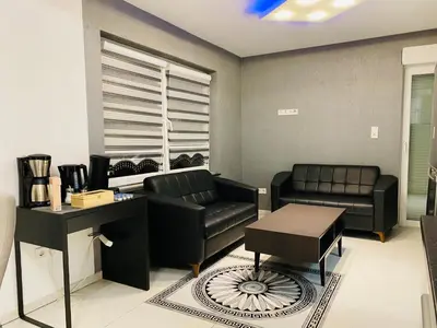 Ein Sitzbereich in der Unterkunft Aparts House Essen - Balkon - Free Parking- WiFi - Kitchen