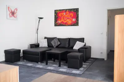 Ein Sitzbereich in der Unterkunft Quadenhof