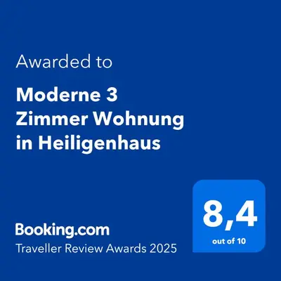 Ein Zertifikat, Auszeichnung, Logo oder anderes Dokument, das in der Unterkunft Moderne 3 Zimmer Wohnung in Heiligenhaus ausgestellt ist