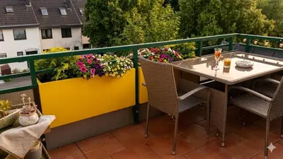 Ein Balkon oder eine Terrasse in der Unterkunft Moderne 3 Zimmer Wohnung in Heiligenhaus