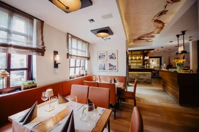 Ein Sitzbereich in der Unterkunft Hotel-Restaurant Haselhoff