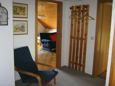 Ein Sitzbereich in der Unterkunft Ferienwohnung Lohberg