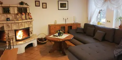 Ein Sitzbereich in der Unterkunft Ferienwohnung Gladbeck-Rohde