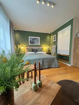 Ein Bett oder Betten in einem Zimmer der Unterkunft Nettes Appartment in Düsseldorf-Derendorf - stylisch + gemütlich