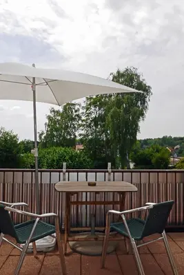 Ein Balkon oder eine Terrasse in der Unterkunft Apartment Fewo Central