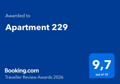 Ein Zertifikat, Auszeichnung, Logo oder anderes Dokument, das in der Unterkunft Apartment 229 ausgestellt ist