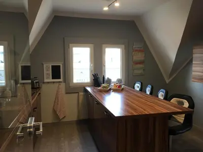 Küche/Küchenzeile in der Unterkunft Stadthaus Edel - Apartment Binz