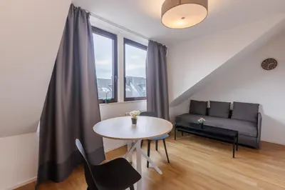 Ein Sitzbereich in der Unterkunft Glück Auf Appartements Kammerstr. Duisburg