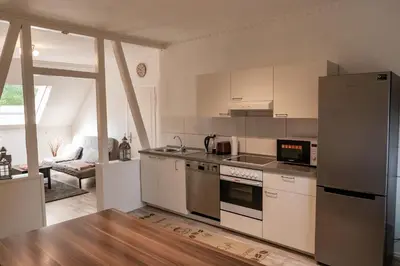 Küche/Küchenzeile in der Unterkunft Appartment Rheinaue