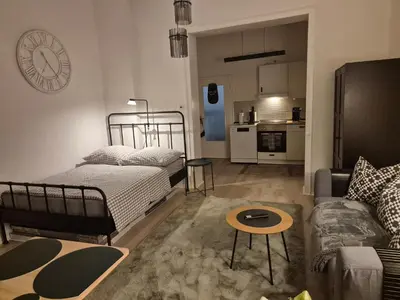 Ein Bett oder Betten in einem Zimmer der Unterkunft Appartment Rheinaue