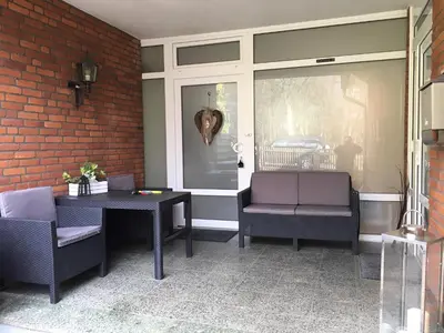 Ein Sitzbereich in der Unterkunft Ferienwohnung am Blauen See in Dorsten