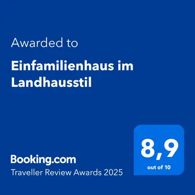 Ein Zertifikat, Auszeichnung, Logo oder anderes Dokument, das in der Unterkunft Einfamilienhaus im Landhausstil ausgestellt ist