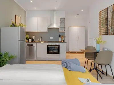 Küche/Küchenzeile in der Unterkunft Limehome Essen Kibbelstraße