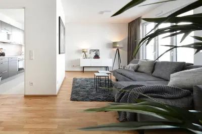 Ein Sitzbereich in der Unterkunft Lunas Appartements Essen