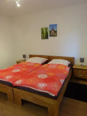 Ein Bett oder Betten in einem Zimmer der Unterkunft 2-Zimmer-Ferienwohnung im Herzen von Nordkirchen