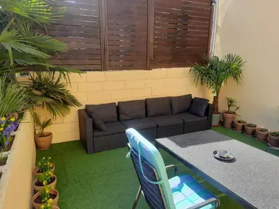 Ein Sitzbereich in der Unterkunft Joys Ferienwohnung