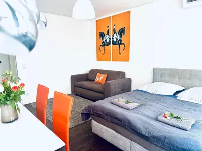 Ein Sitzbereich in der Unterkunft City Center Apartments Düsseldorf