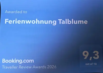 Ein Zertifikat, Auszeichnung, Logo oder anderes Dokument, das in der Unterkunft Ferienwohnung Talblume ausgestellt ist