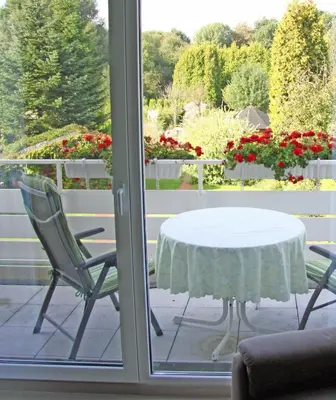 Ein Balkon oder eine Terrasse in der Unterkunft Ferienwohnung Brandheide
