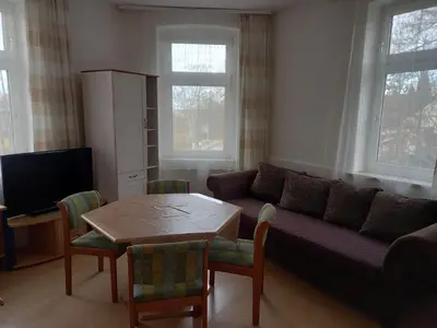 Ein Sitzbereich in der Unterkunft Apartment Essen-City