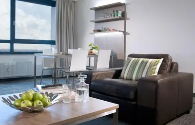 Ein Sitzbereich in der Unterkunft Messe Residence by Gerda Good Living - Digital Access