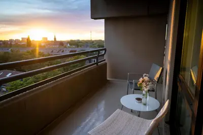 Ein Balkon oder eine Terrasse in der Unterkunft Hotel Rheingarten