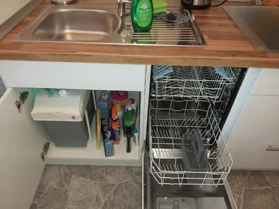 Küche/Küchenzeile in der Unterkunft Apartment am Park