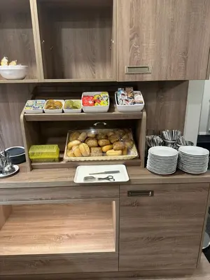 Küche/Küchenzeile in der Unterkunft Hotel Am Vogelsanger Weg