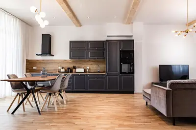 Küche/Küchenzeile in der Unterkunft Sleep Inn Wehrhahn Suites