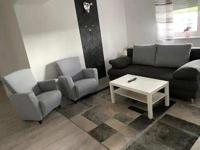 Ein Sitzbereich in der Unterkunft Hubertus-Hof