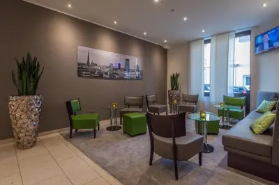 Ein Sitzbereich in der Unterkunft Ringhotel Drees