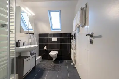 Ein Badezimmer in der Unterkunft Heiligenhaus Appartement nähe Essen Düsseldorf