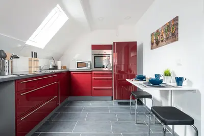 Küche/Küchenzeile in der Unterkunft Heiligenhaus Appartement nähe Essen Düsseldorf
