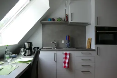 Küche/Küchenzeile in der Unterkunft kleine Ferienwohnung am Wulfkamp