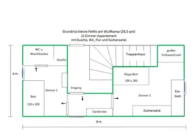 Grundriss der Unterkunft kleine Ferienwohnung am Wulfkamp