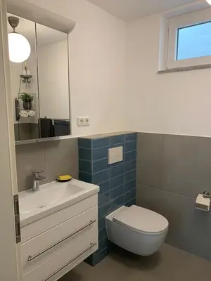 Ein Badezimmer in der Unterkunft Schicht am Bach
