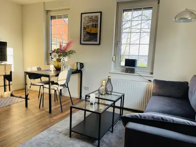 Ein Sitzbereich in der Unterkunft Haus Mees Appartements