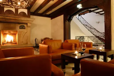 Ein Sitzbereich in der Unterkunft Parkhotel Wittekindshof