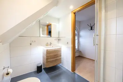 Ein Badezimmer in der Unterkunft Ferienwohnung mit Kuschelflair