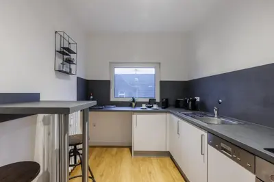 Küche/Küchenzeile in der Unterkunft Glück Auf Appartements Lösorter Straße Duisburg