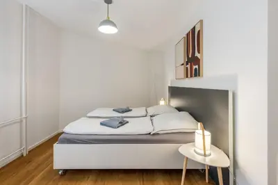 Ein Bett oder Betten in einem Zimmer der Unterkunft Glück Auf Appartements Lösorter Straße Duisburg