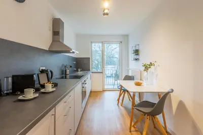 Küche/Küchenzeile in der Unterkunft Glück Auf Appartements Lösorter Straße Duisburg