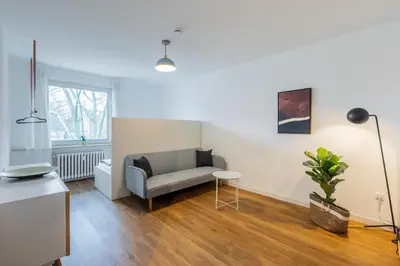 Ein Sitzbereich in der Unterkunft Glück Auf Appartements Lösorter Straße Duisburg